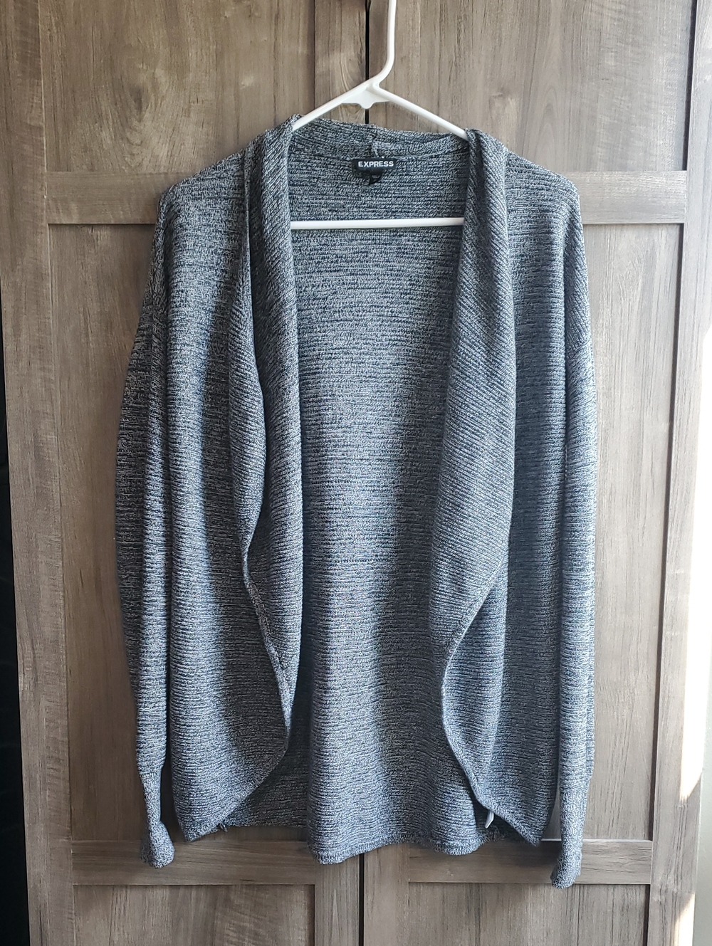 Express Gray Open-Front Draped Cardigan